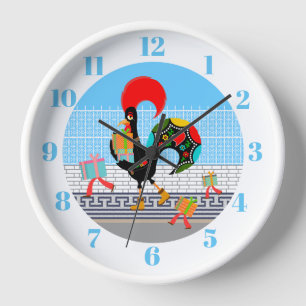 Portuguese Rooster with gifts 1st Birthday Party Clock