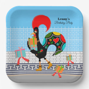 Portuguese Rooster with gifts 1st Birthday Party  Paper Plate