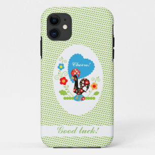Portuguese Rooster with light green polka dots. Case-Mate iPhone Case