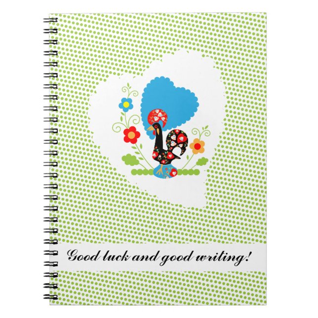 Portuguese Rooster with light green polka dots. Spiral Notebook (Front)