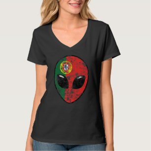 Portuguese Roots Alien Face Proud Portugal Flag T-Shirt