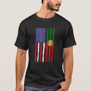 Portuguese Roots Half American Flag Patriotic Port T-Shirt