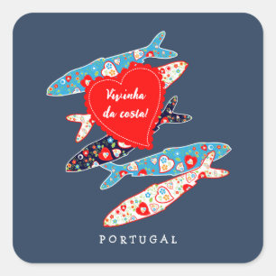 Portuguese sardines with flowers made in Portugal  Square Sticker