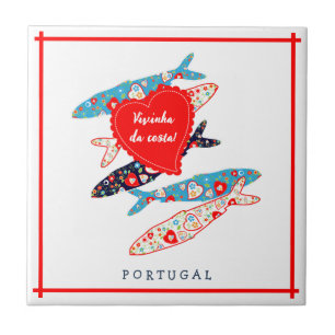 Portuguese sardines with flowers made in Portugal  Tile