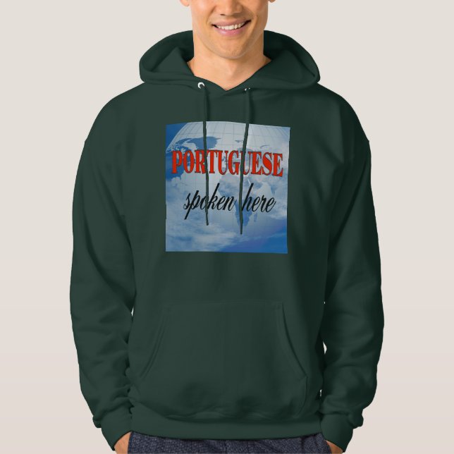Portuguese spoken here cloudy earth hoodie (Front)
