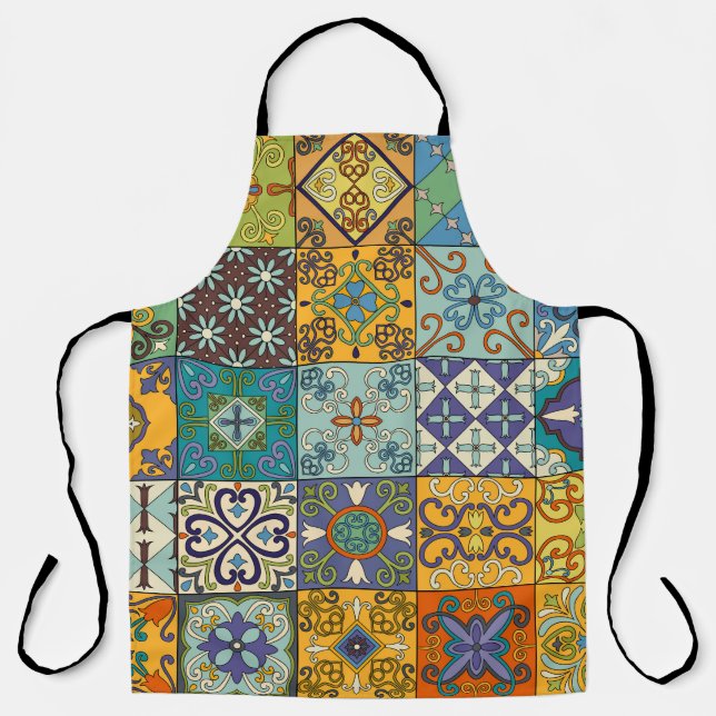 Portuguese Talavera Tile Design Apron (Front)