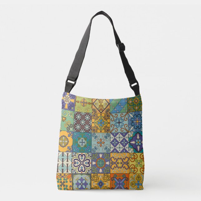 Portuguese Talavera Tile Design Crossbody Bag (Front)