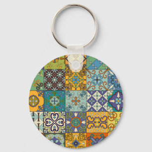 Portuguese Talavera Tile Design Key Ring