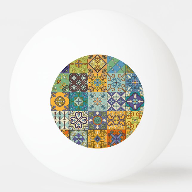 Portuguese Talavera Tile Design Ping Pong Ball (Front)