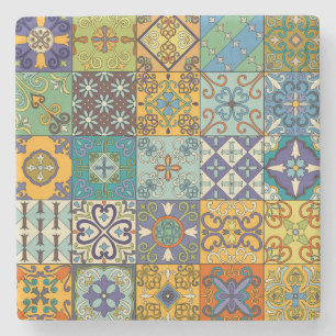 Portuguese Talavera Tile Design Stone Coaster