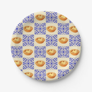 Portuguese Tart and Tiles Paper Plate