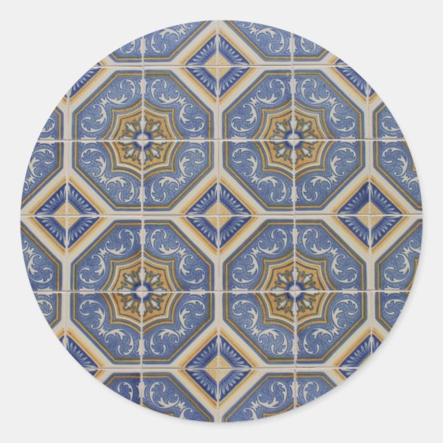 Portuguese tile classic round sticker (Front)