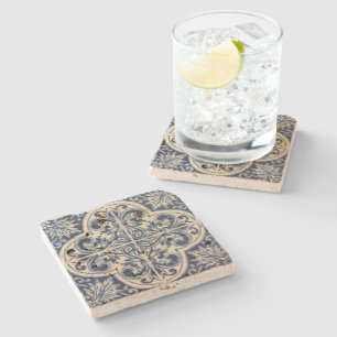 Portuguese tile inspired stone coaster