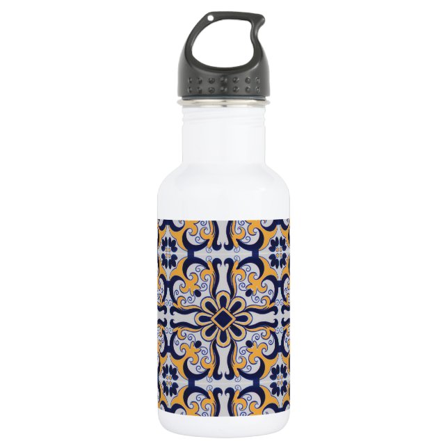 Portuguese tile pattern 532 ml water bottle (Front)