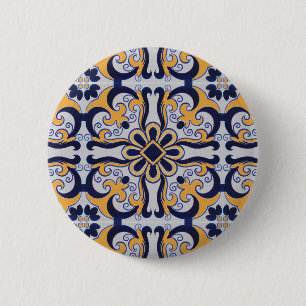 Portuguese tile pattern 6 cm round badge