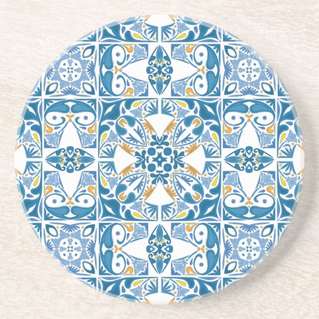 Portuguese Tile Pattern Coaster (Front)