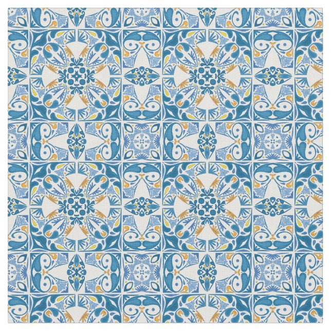 Portuguese Tile Pattern Fabric (Close Up)