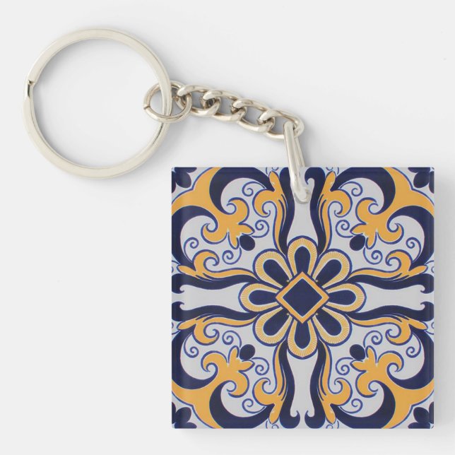 Portuguese tile pattern key ring (Front)