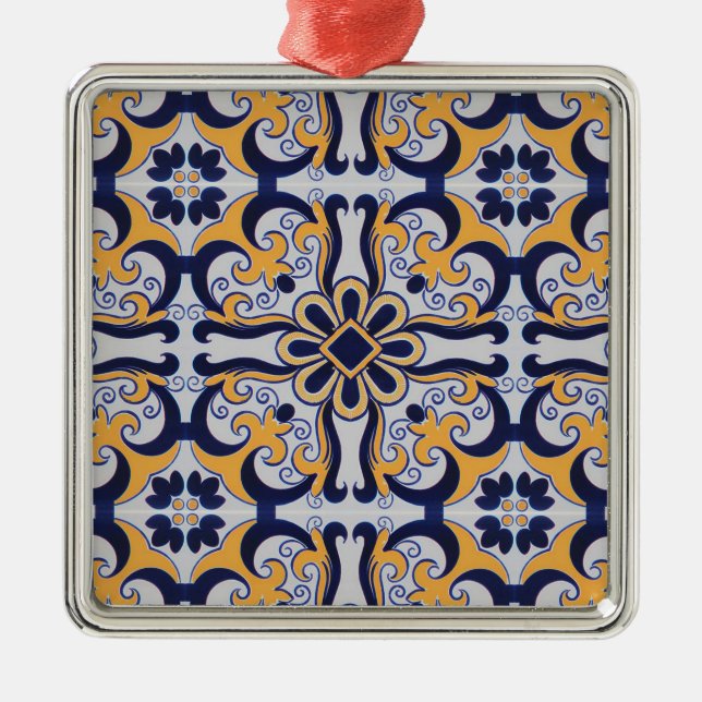 Portuguese tile pattern metal tree decoration (Front)