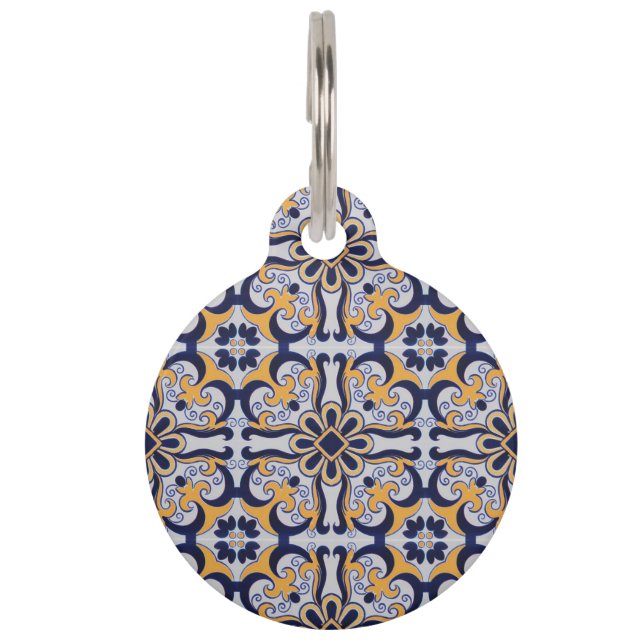 Portuguese tile pattern pet tag (Front)