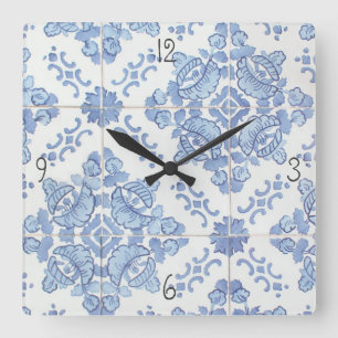 Portuguese Tile Square Wall Clock
