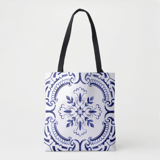Portuguese tile unique design tote bag (Front)