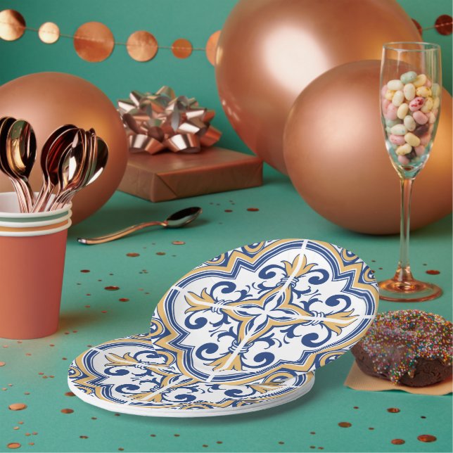 Portuguese tiles 1 paper plate (Multi)