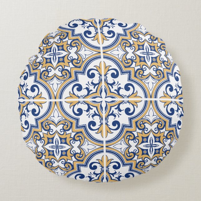 Portuguese tiles 1 round cushion (Front)