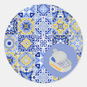 Portuguese Tiles and Sardines Classic Round Sticker