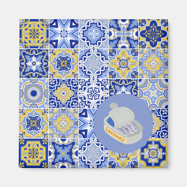 Portuguese Tiles and Sardines Magnet (Front)