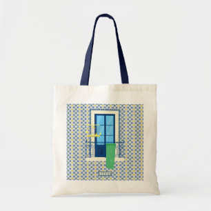 Portuguese tiles and window balcony with bird tote bag