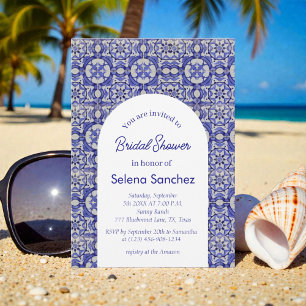Portuguese tiles Arch Watercolor Bridal Shower  Invitation