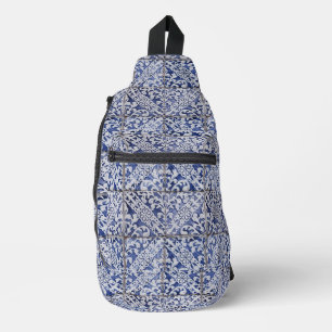 Portuguese Tiles - Azulejo Blue and White Floral Sling Bag