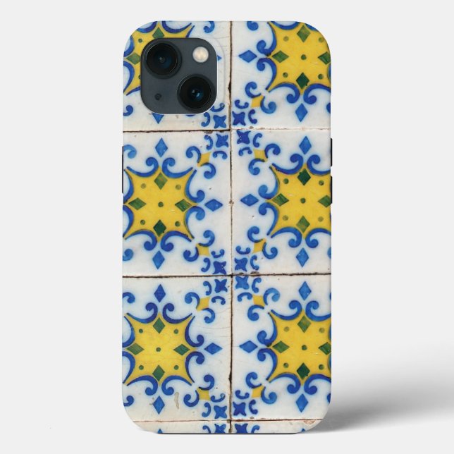 Portuguese Tiles - Azulejo Blue and Yellow Pattern Case-Mate iPhone Case (Back)