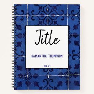 Portuguese Tiles Azulejo Blue Floral Leaf  Notebook