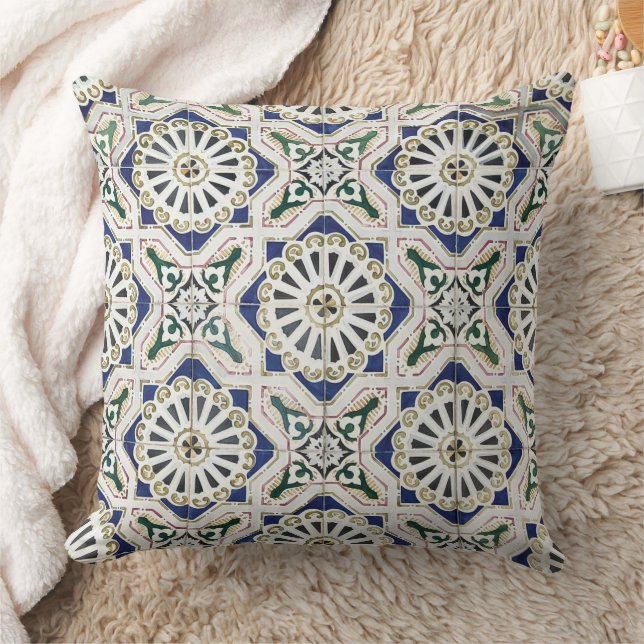 Portuguese Tiles - Azulejo Colourful Geometric Cushion (Blanket)