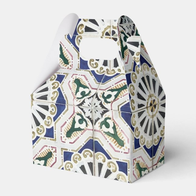 Portuguese Tiles - Azulejo Colourful Geometric Favour Box (Front Side)
