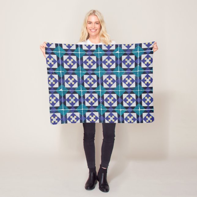 Portuguese Tiles - Azulejo Diamond Geometric Fleece Blanket (In Situ)