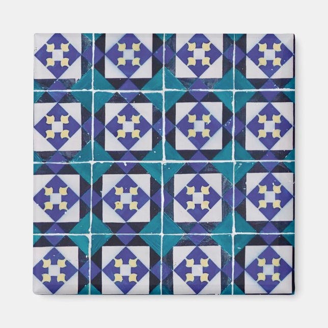 Portuguese Tiles - Azulejo Diamond Geometric Magnet (Front)