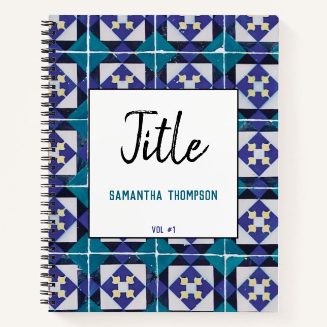 Portuguese Tiles Azulejo Diamond Geometric Sketch Notebook (Front)