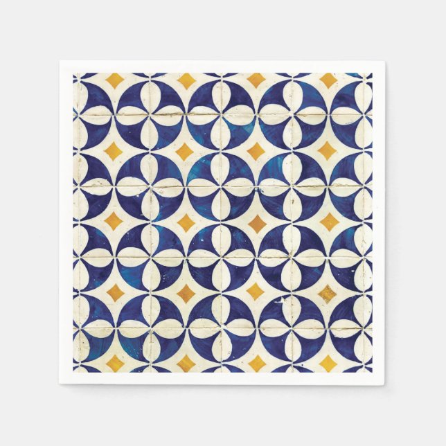 Portuguese Tiles - Azulejo Pattern Design Napkin (Front)