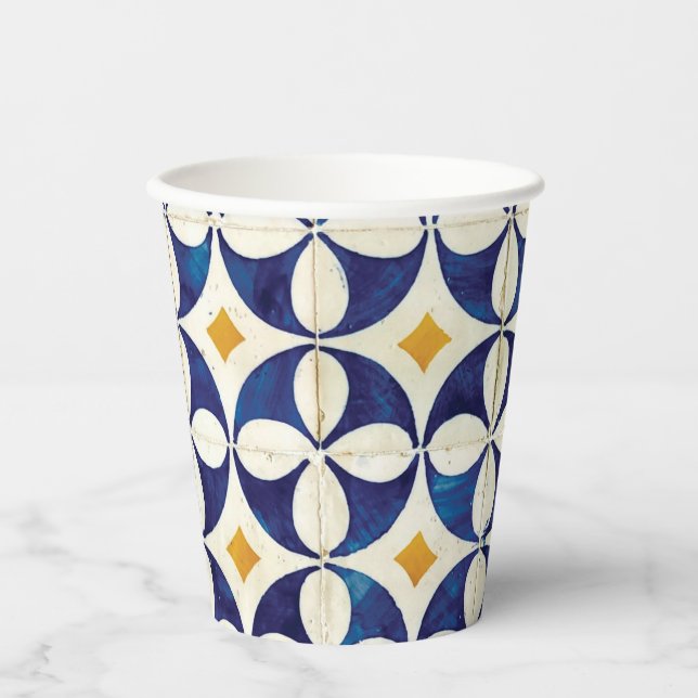 Portuguese Tiles - Azulejo Pattern Design Paper Cups (Front)