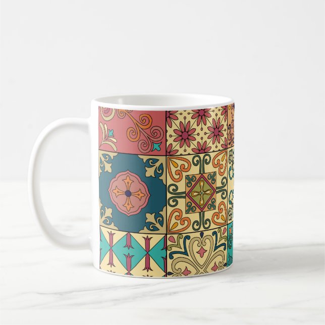 Portuguese tiles: Azulejo style seamless pattern. Coffee Mug (Left)