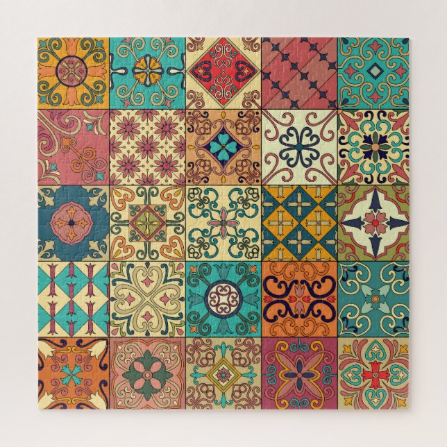Portuguese tiles: Azulejo style seamless pattern. Jigsaw Puzzle (Vertical)