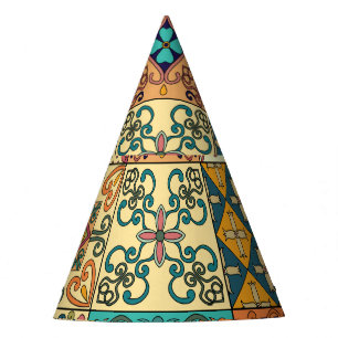 Portuguese tiles: Azulejo style seamless pattern. Party Hat