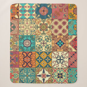 Portuguese tiles: Azulejo style seamless pattern. Sherpa Blanket