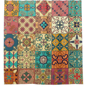 Portuguese tiles: Azulejo style seamless pattern. Shower Curtain