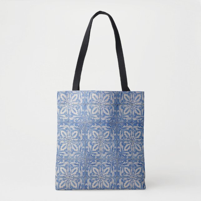Portuguese Tiles Azulejos Blue White  Tote Bag (Front)