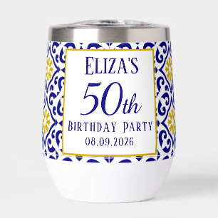Portuguese Tiles Blue 50th Birthday Mediterranean 