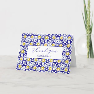 Portuguese Tiles Blue Bridal Shower Thank you  Card